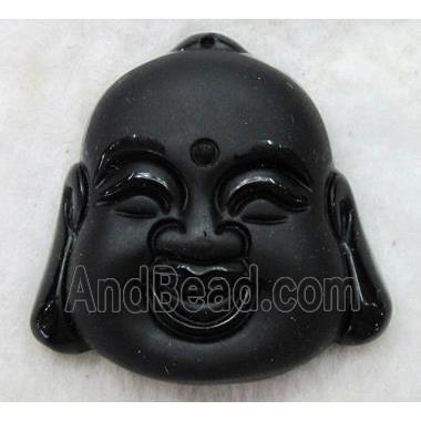 Natural Black Obsidian Buddha Pendant