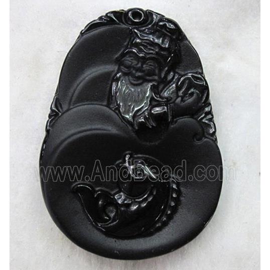 Natural Black Obsidian Buddha Pendant