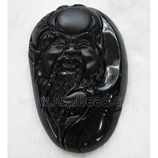 Natural Black Obsidian Buddha Pendant