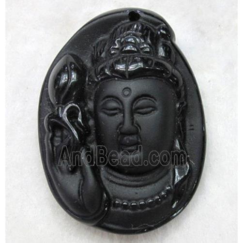 Natural Black Obsidian Buddha Pendant