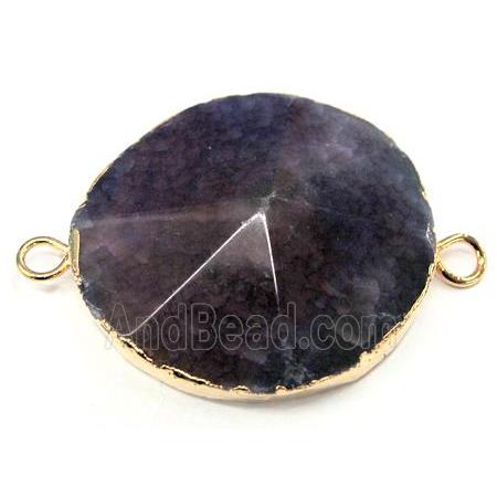 agate connector, links, point, gold plated, mixed color