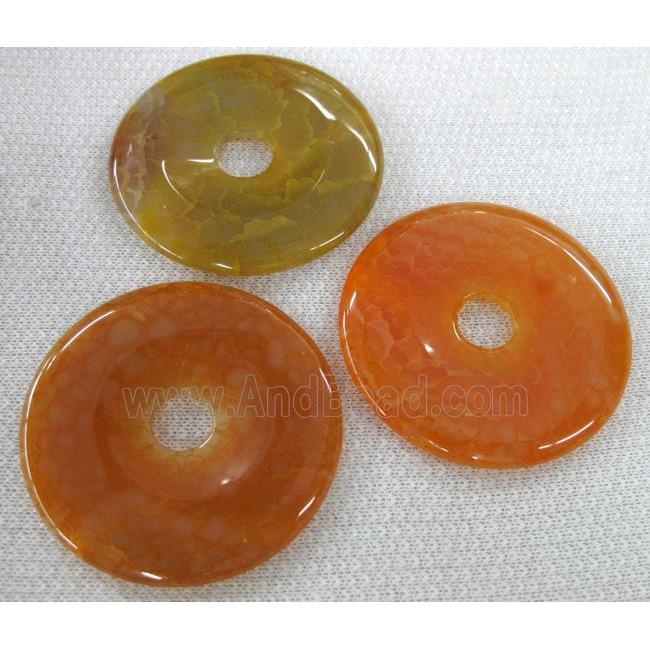 agate donut pendants, orange