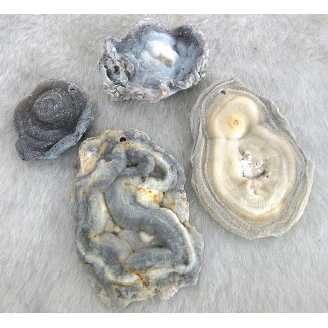 natural solar agate druzy pendant, freeform