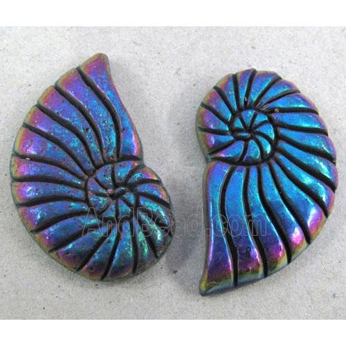 pyrite spiral charm, rainbow electroplated, no-hole