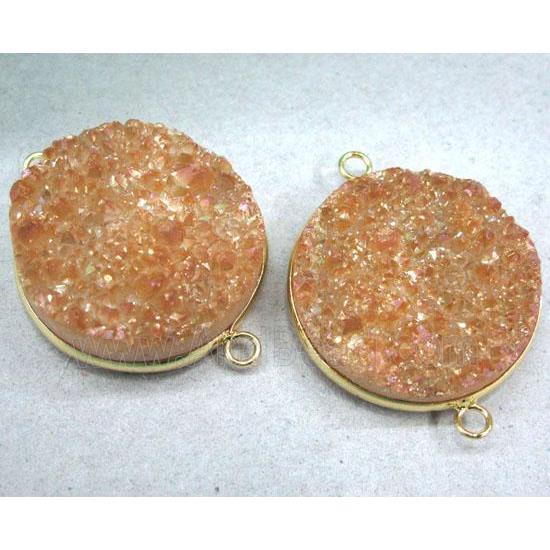 orange electroplated druzy quartz connector