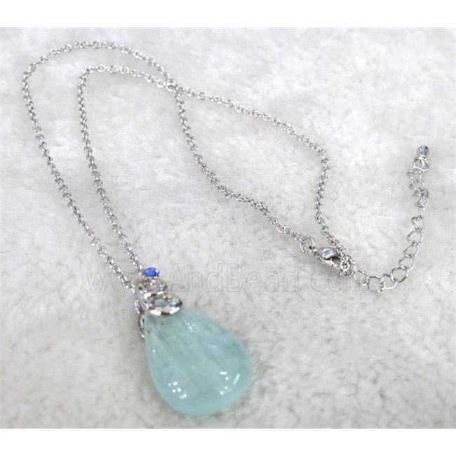 Aquamarine necklace, teardrop