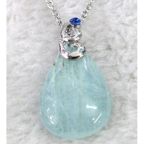 Aquamarine necklace, teardrop