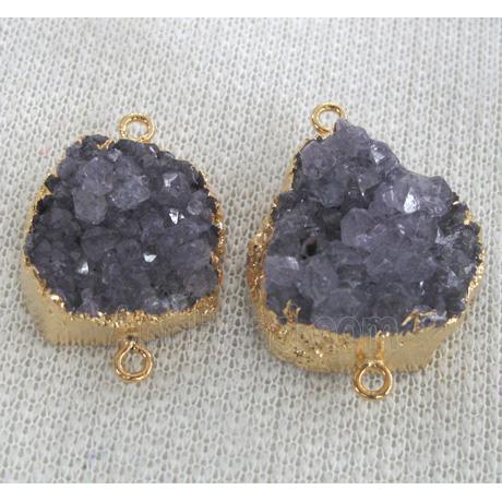 druzy amethyst connector, freeform