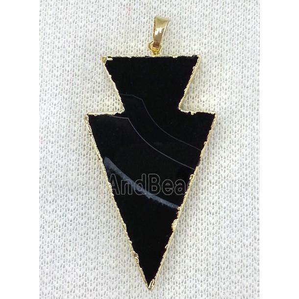 Agate arrowhead pendant, black