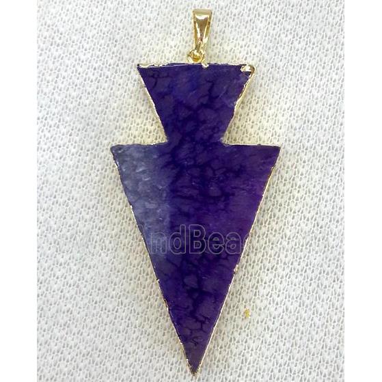 agate pendant, arrowhead, purple