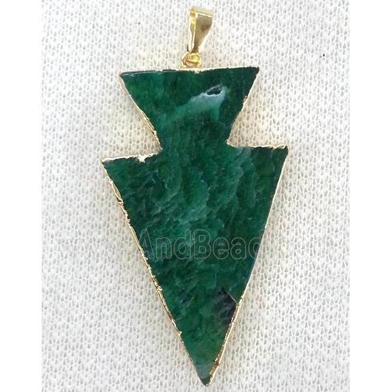 agate pendant, arrowhead, green