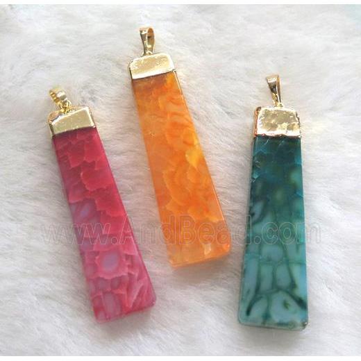 agate pendant, trapeziform, mixed color