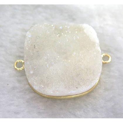 white druzy quartz connector, ab-color