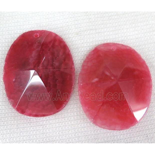 agate slice pendant, freeform, point, red