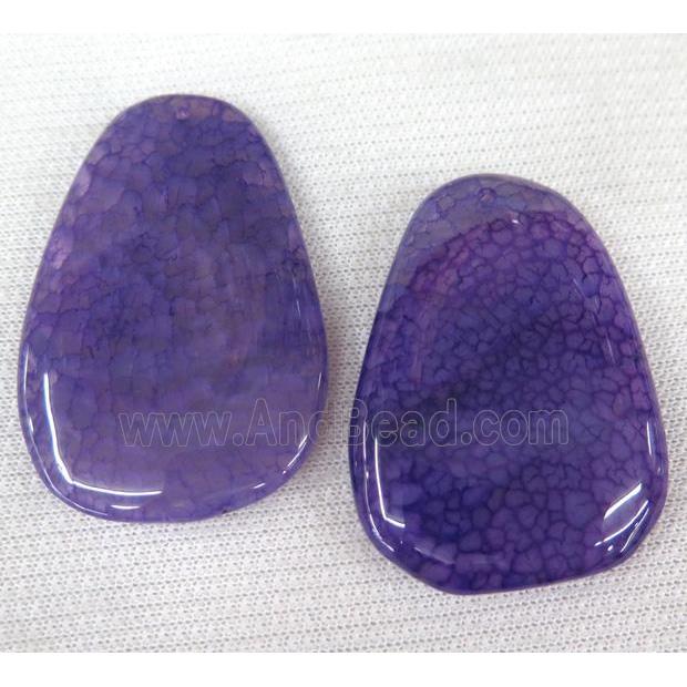 agate slice pendant, freeform, purple