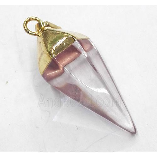 Crystal Quartz pendant, bullet, gold plated