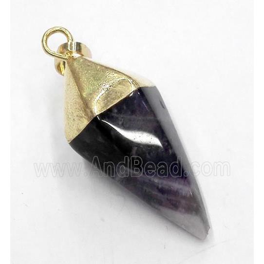 amethyst pendant, bullet, gold plated