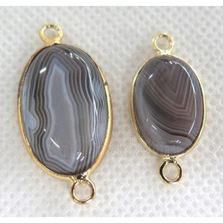 botswana agate connector, oval, flat back