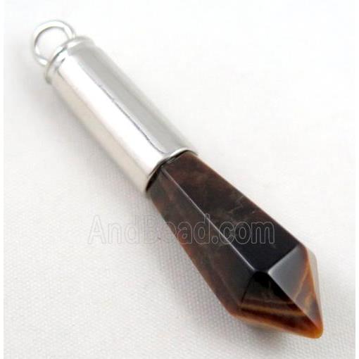 Tiger eye stone bullet pendant