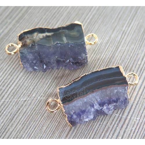 druzy amethyst slab pendant with 2-loops, ametist freeform, gold plated