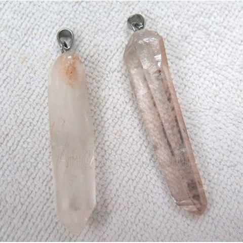 clear quartz pendant, freeform stick