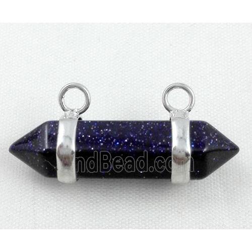 Blue SandStone pendant with 2-holes, bullet