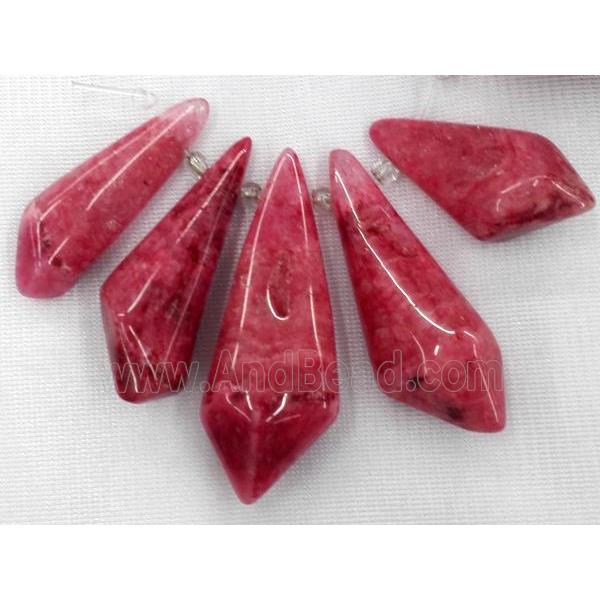 Clear Quartz pendant for necklace, jewelry sets, red dyed