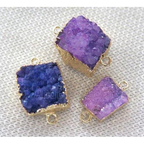 purple druzy quartz connector, square