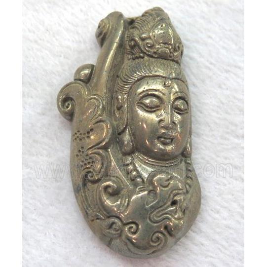 pyrite pendant, guanyin