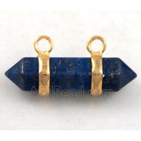 lapis lazuli pendant with 2-holes, bullet, gold plated