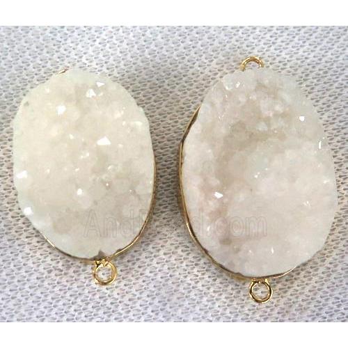 white druzy quartz connector, freeform