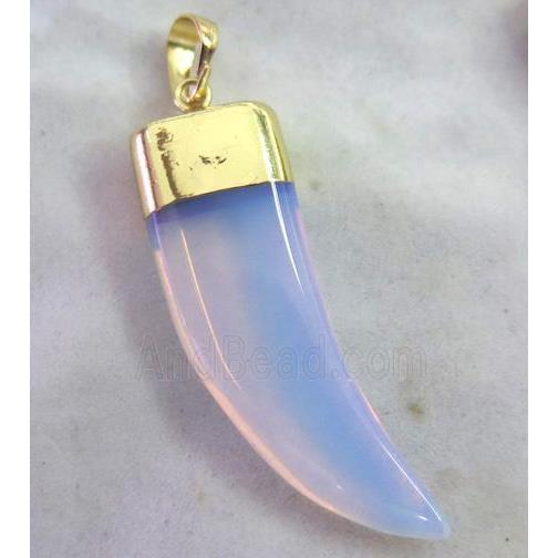 white opalite pendant, horn