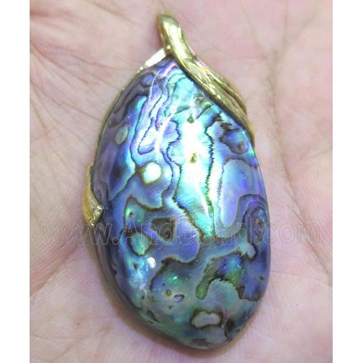 Paua Abalone shell pendant, freeform