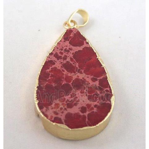 Sea Sediment jasper pendant, teardrop, red