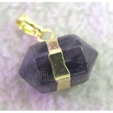 Amethyst pendant, bullet, gold plated