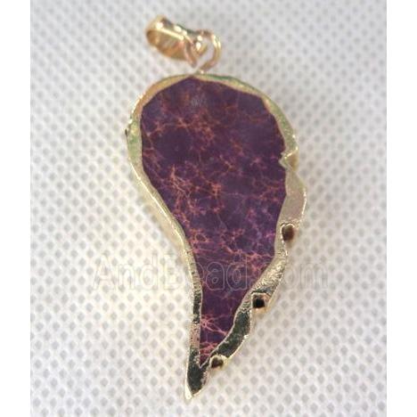 Sea Sediment pendant, angel wing, purple