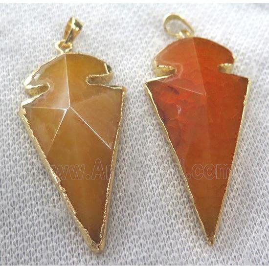 orange agate arrowhead pendant, point
