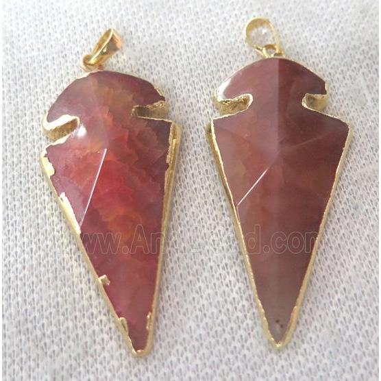 red agate arrowhead pendant, point