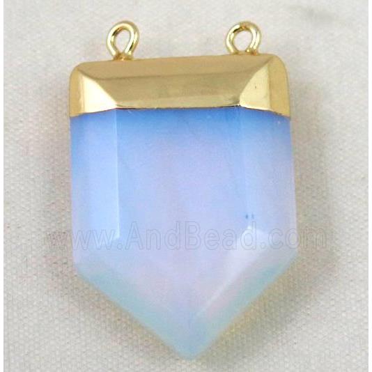 white opalite pendant, bullet, gold plated
