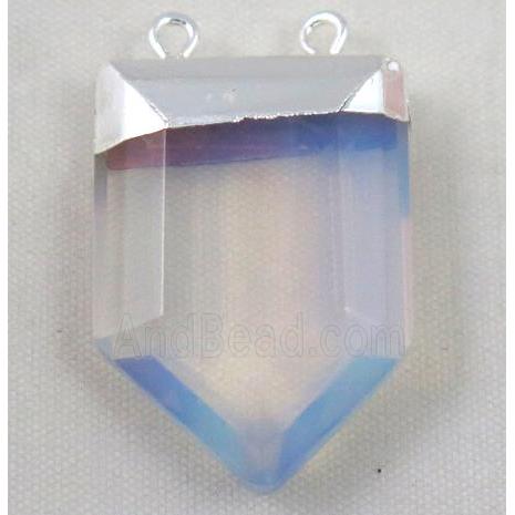 opalite pendant, bullet, silver plated