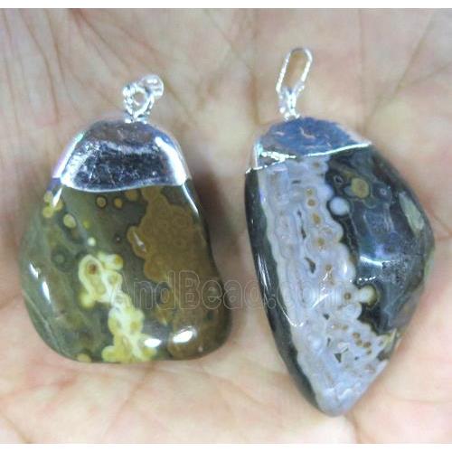 ocean jasper pendant, freeform