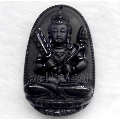 black obsidian buddha pendant