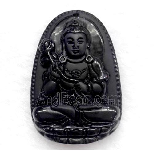 black obsidian pendant, buddha