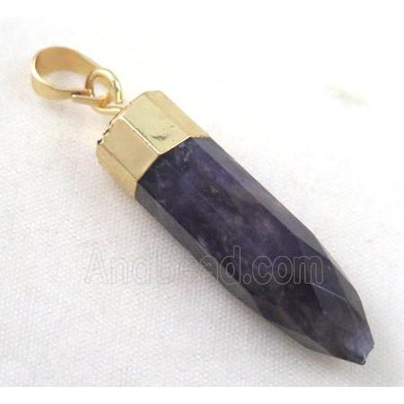 amethyst bullet pendant, gold plated