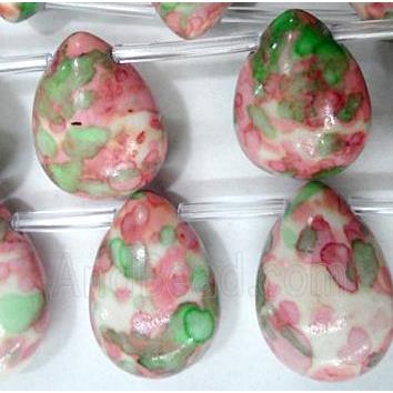 Rain colored stone bead, stability, flat-teardrop