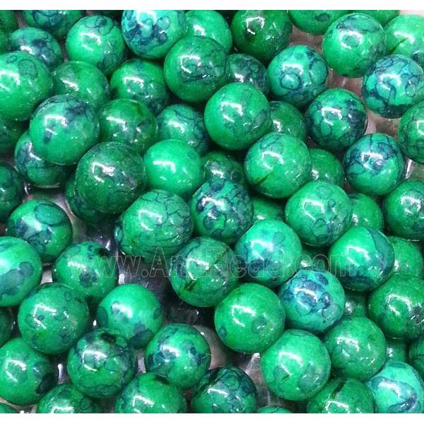 green Rainforest jasper beads, round, stability