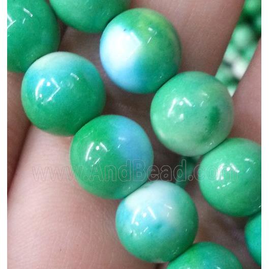 green Rainforest stone beads, round, stability