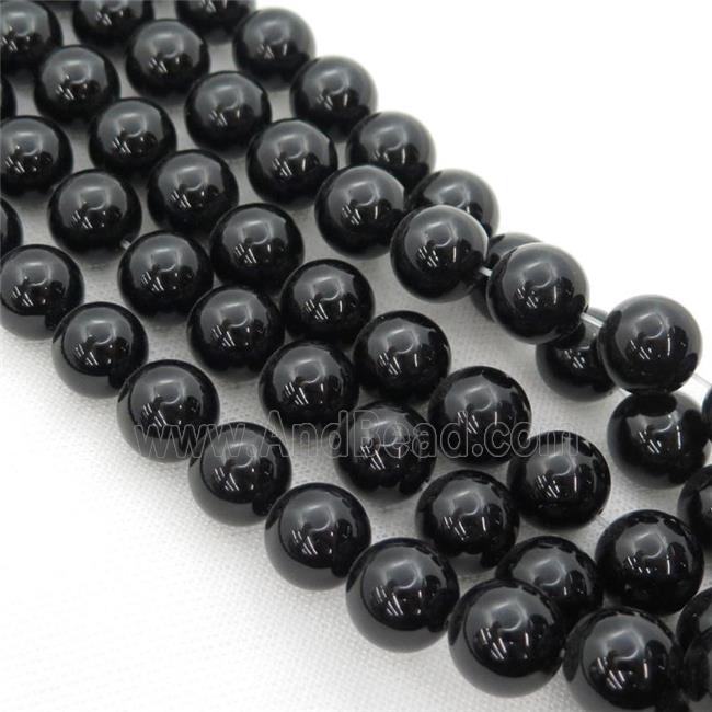 Natural Black Onyx Agate Beads Smooth Round