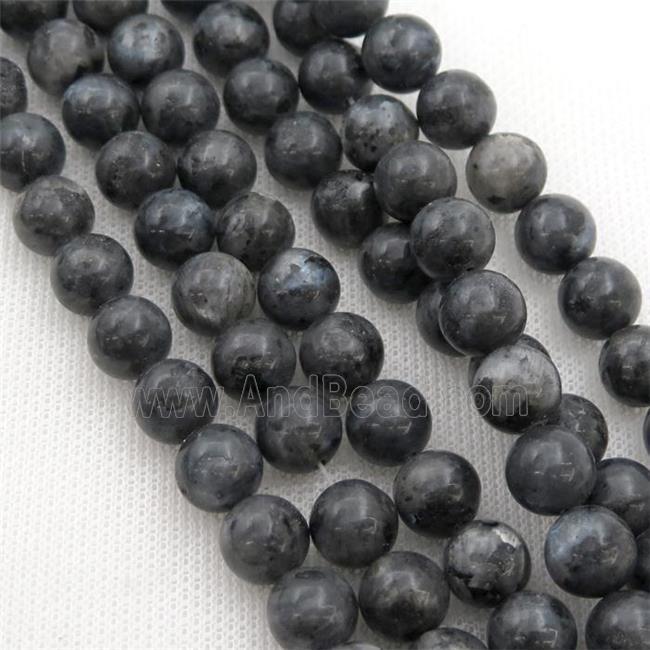 black Labradorite stone beads, synthetic, round
