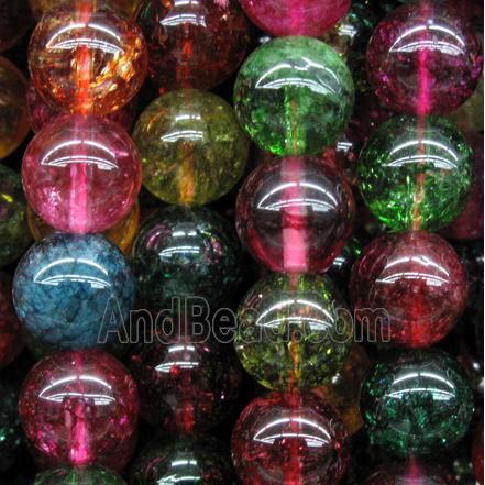 round Rainbow Tourmaline Beads